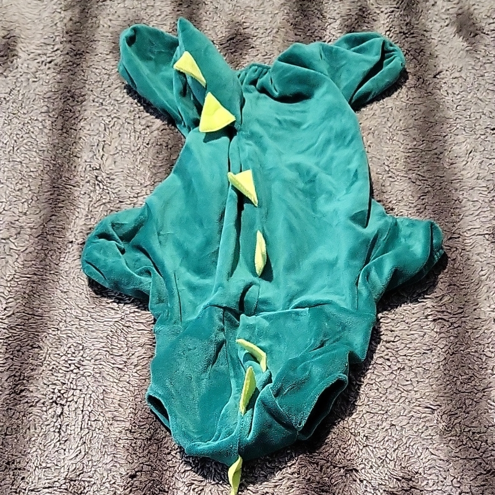 Green Dinosaur Dog Costume with Yellow Spikes
